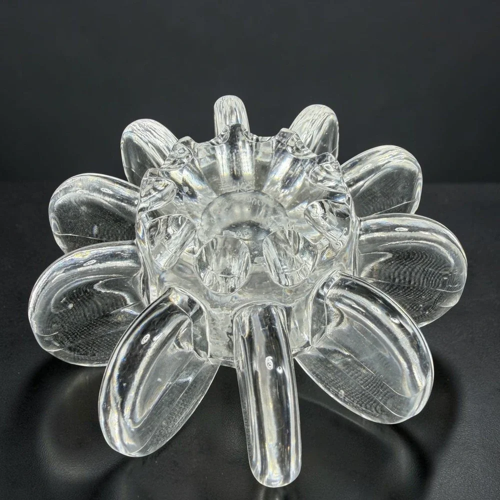 Rosenthal Studio Line Flower Disc Crystal Taper Candle Holder Set of 2 Germany